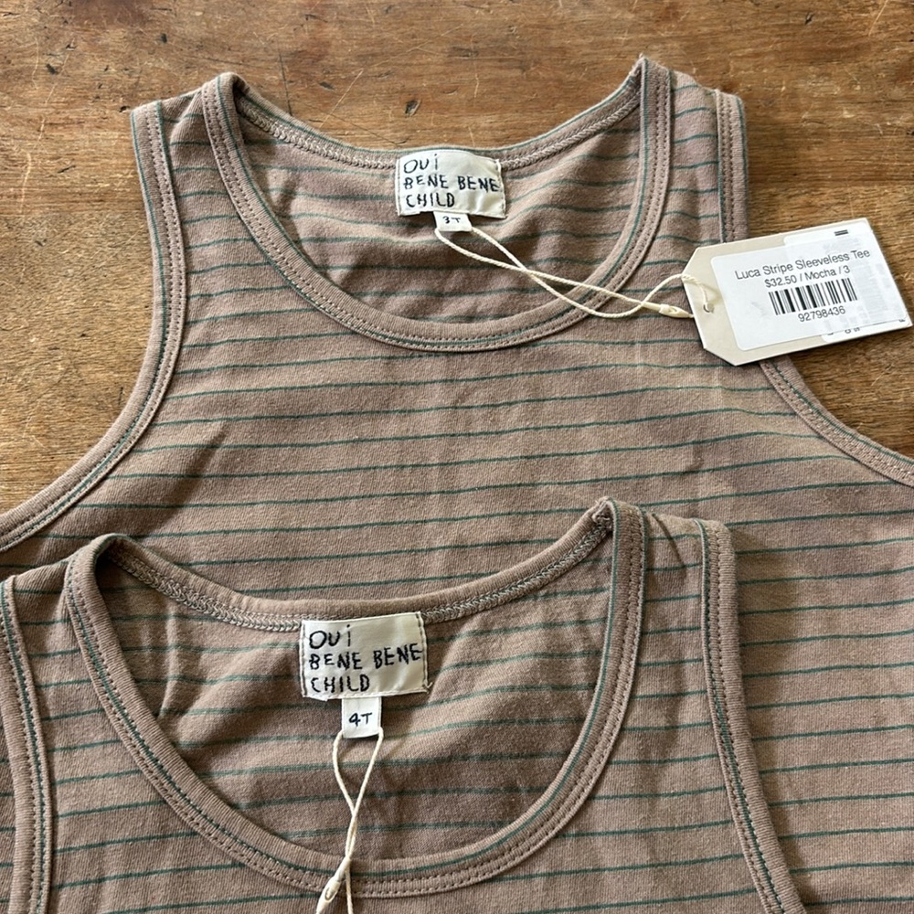 Bene Bene tank top mocha and green stripe